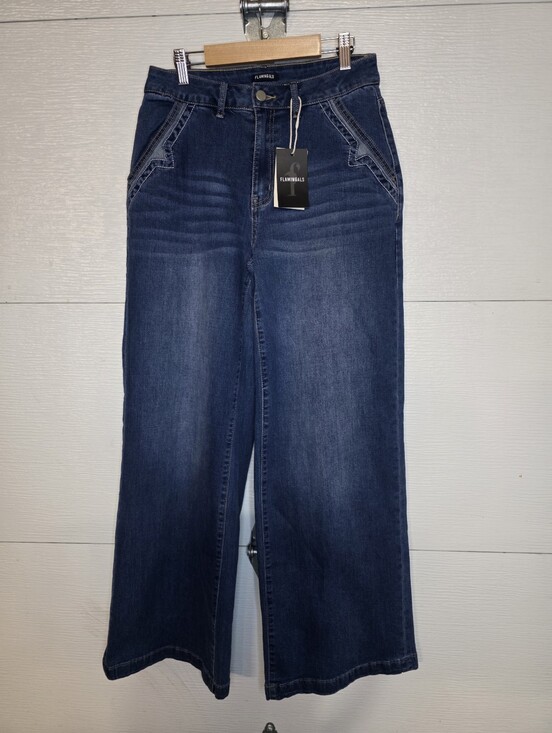 Flamingals Denim - Dark Blue Wide-Leg Women's Jeans